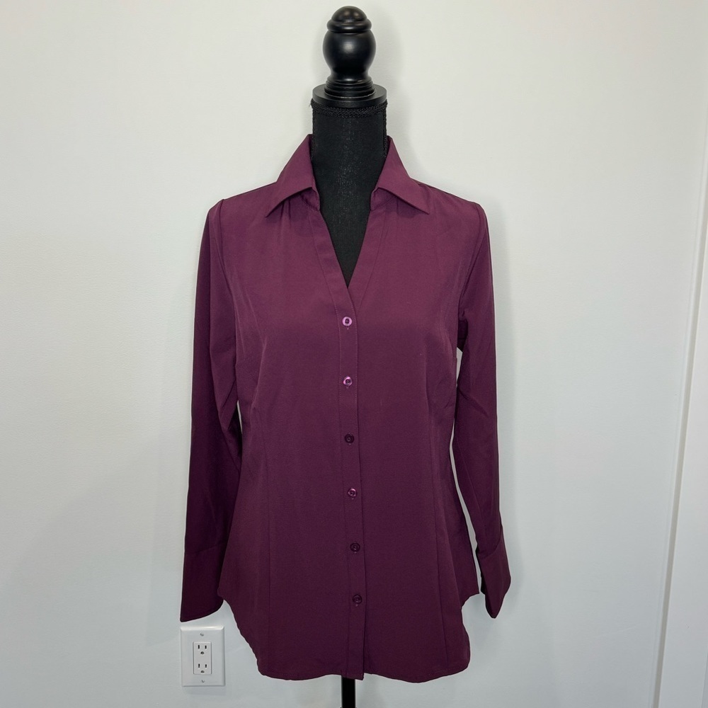 Lilac Bloom Purple Long Sleeve Wrinkle Free Blouse